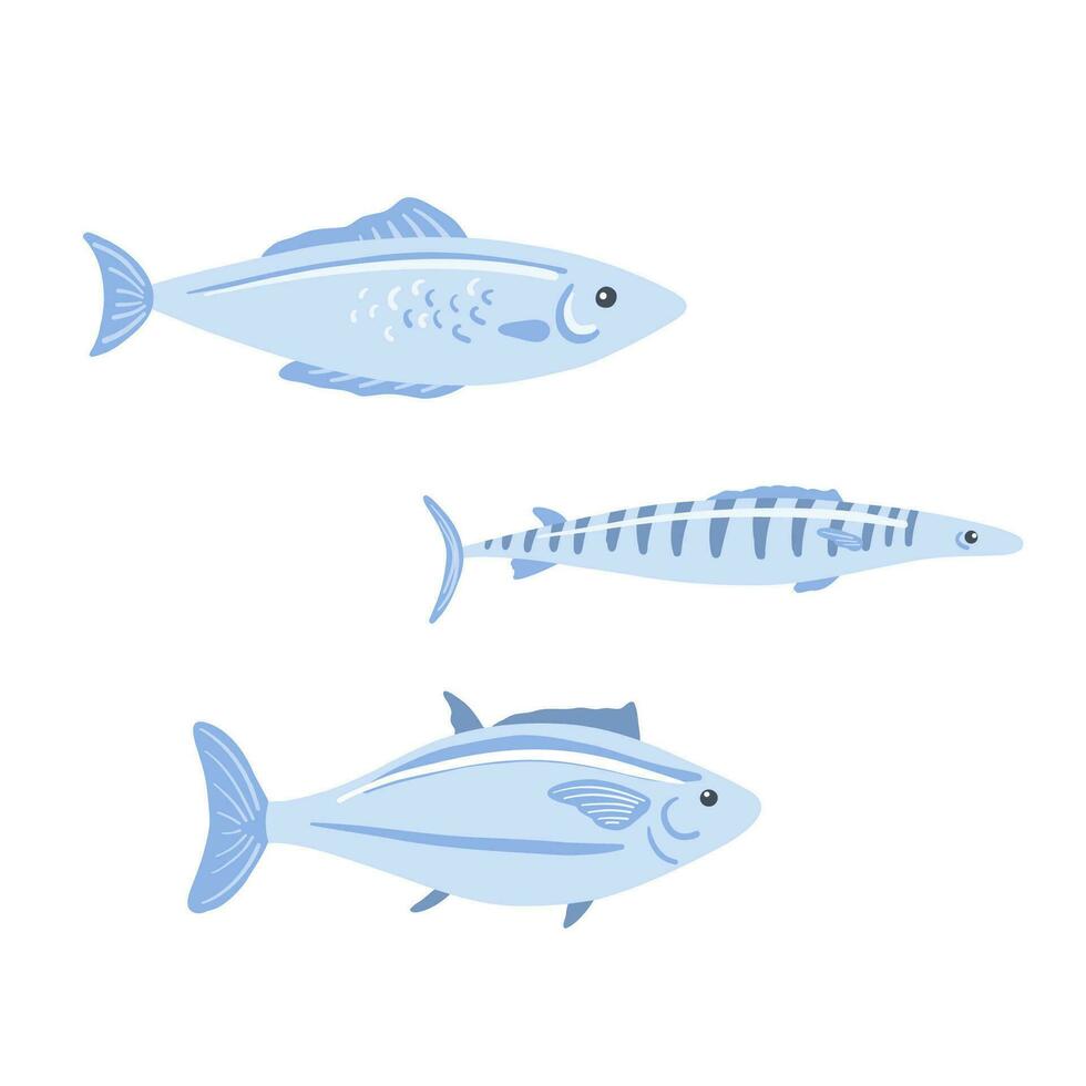 fisk uppsättning. vektor illustration i tecknad serie stil isolerat på vit bakgrund