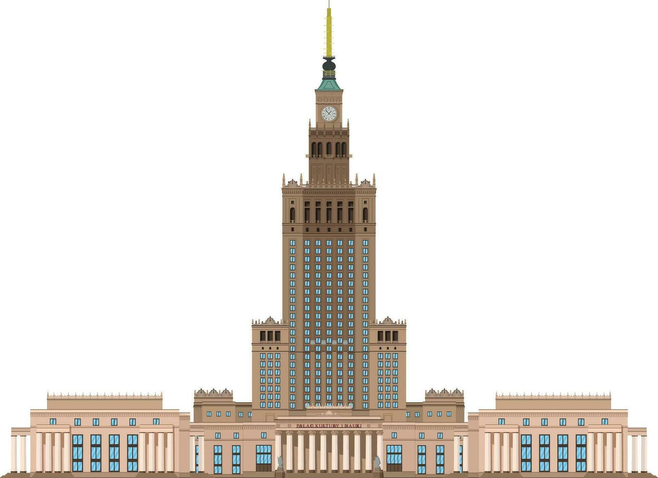Palast von Kultur und Wissenschaft, Warschau, Polen. isoliert auf Weiß Hintergrund Vektor Illustration.