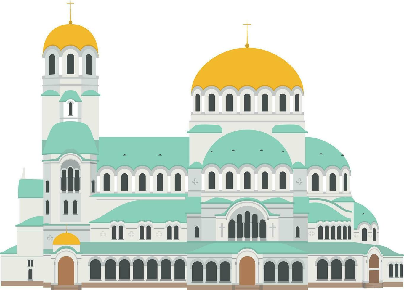 sofia katedral, bulgarien. isolerat på vit bakgrund vektor illustration.