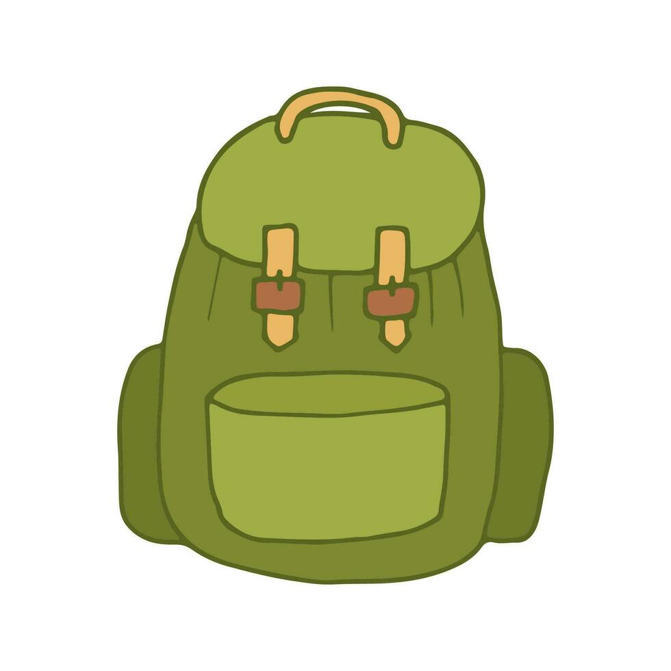 en ryggsäck för vandring och vandring. vektor klotter hand dragen ikon. ryggsäck för camping, vandring, lokal- turism