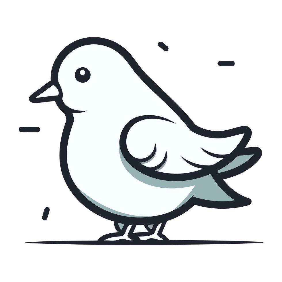 Vektor Illustration von ein Taube auf ein Weiß Hintergrund. Vogel Symbol.