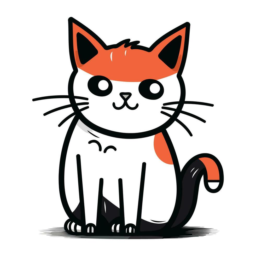 süß Karikatur Katze. Vektor Illustration isoliert auf ein Weiß Hintergrund.