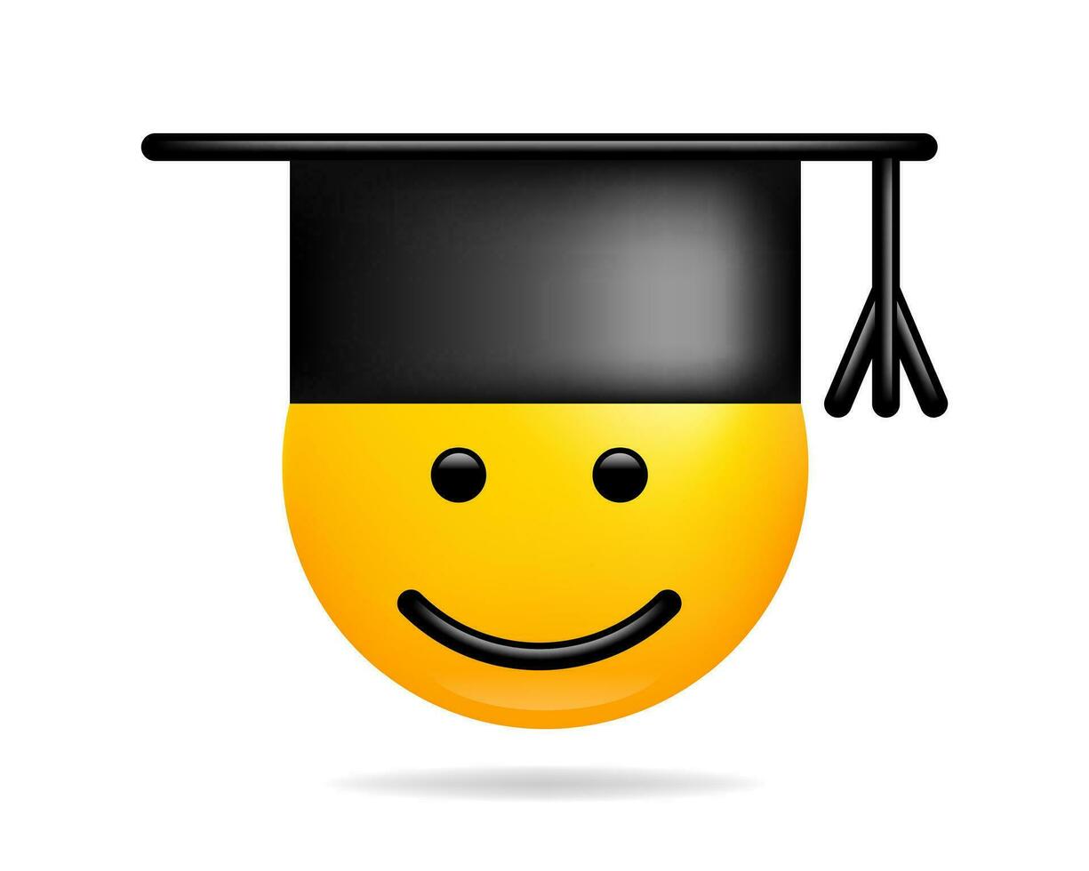 Emoji Lächeln Symbol Vektor Symbol. Schüler Smiley Gesicht Gelb Karikatur Charakter.