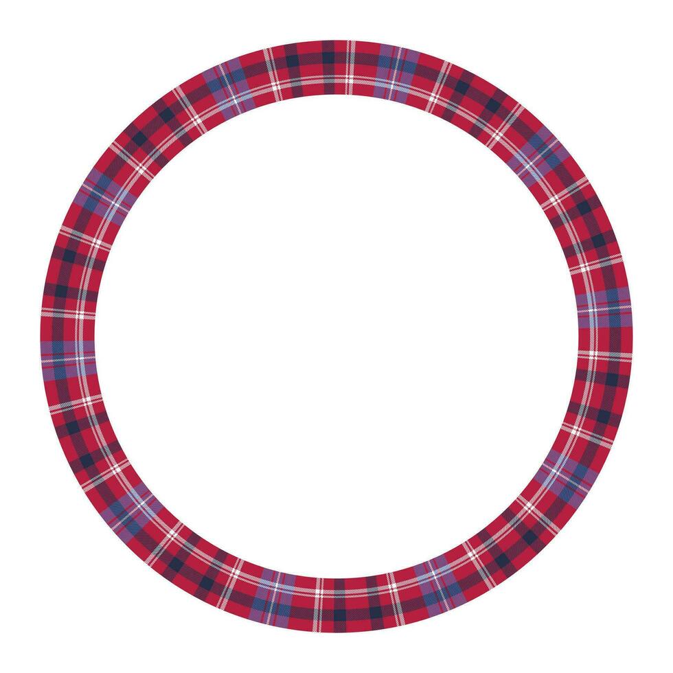 Design-Vorlage für runde Rahmenvektor-Vintage-Muster. kreisrand entwirft karierte stoffstruktur. schottischer Tartan-Hintergrund für Collagenkunst, GIF-Karte, Kunsthandwerk. vektor