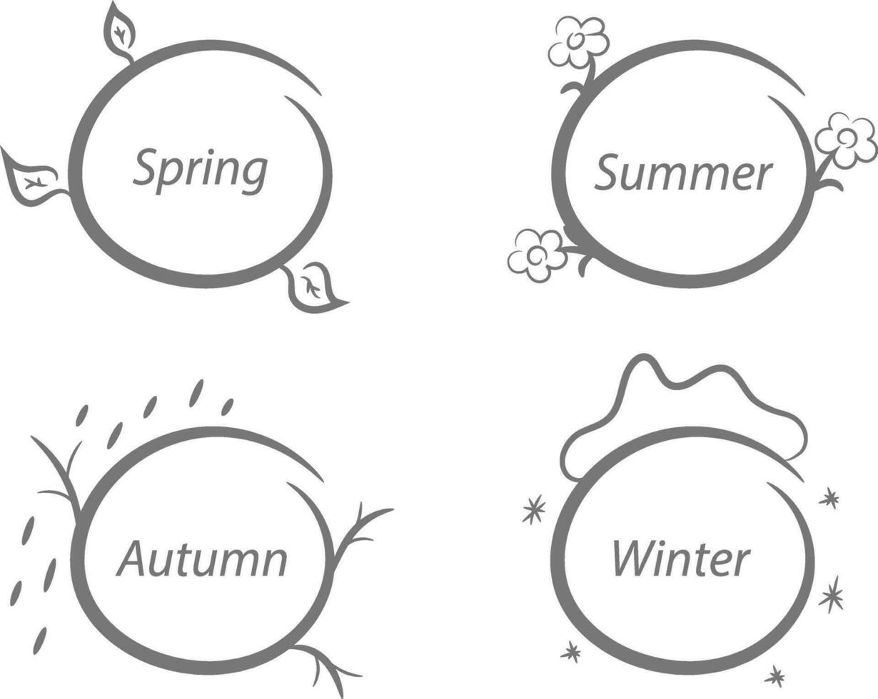 säsonger ramar natur krita och svart styrelse uppsättning design element vektor