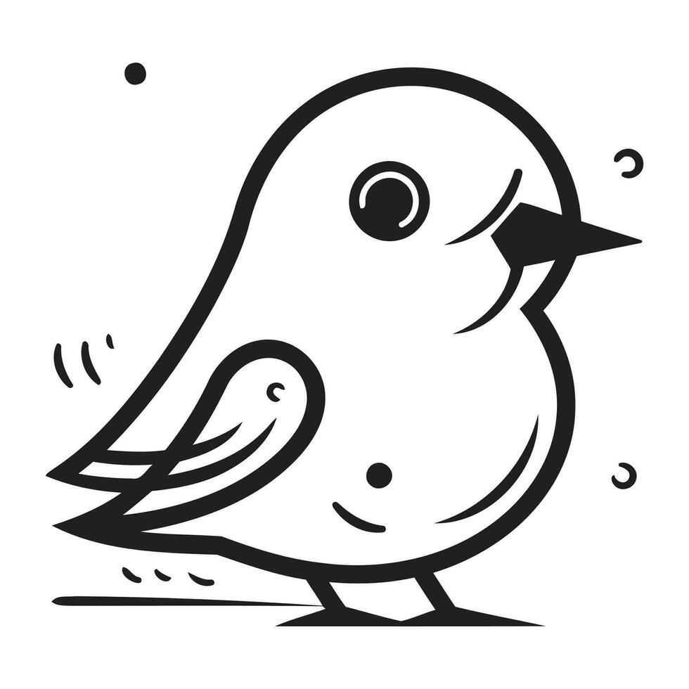 svart och vit vektor illustration av en söt liten fågel på en vit bakgrund