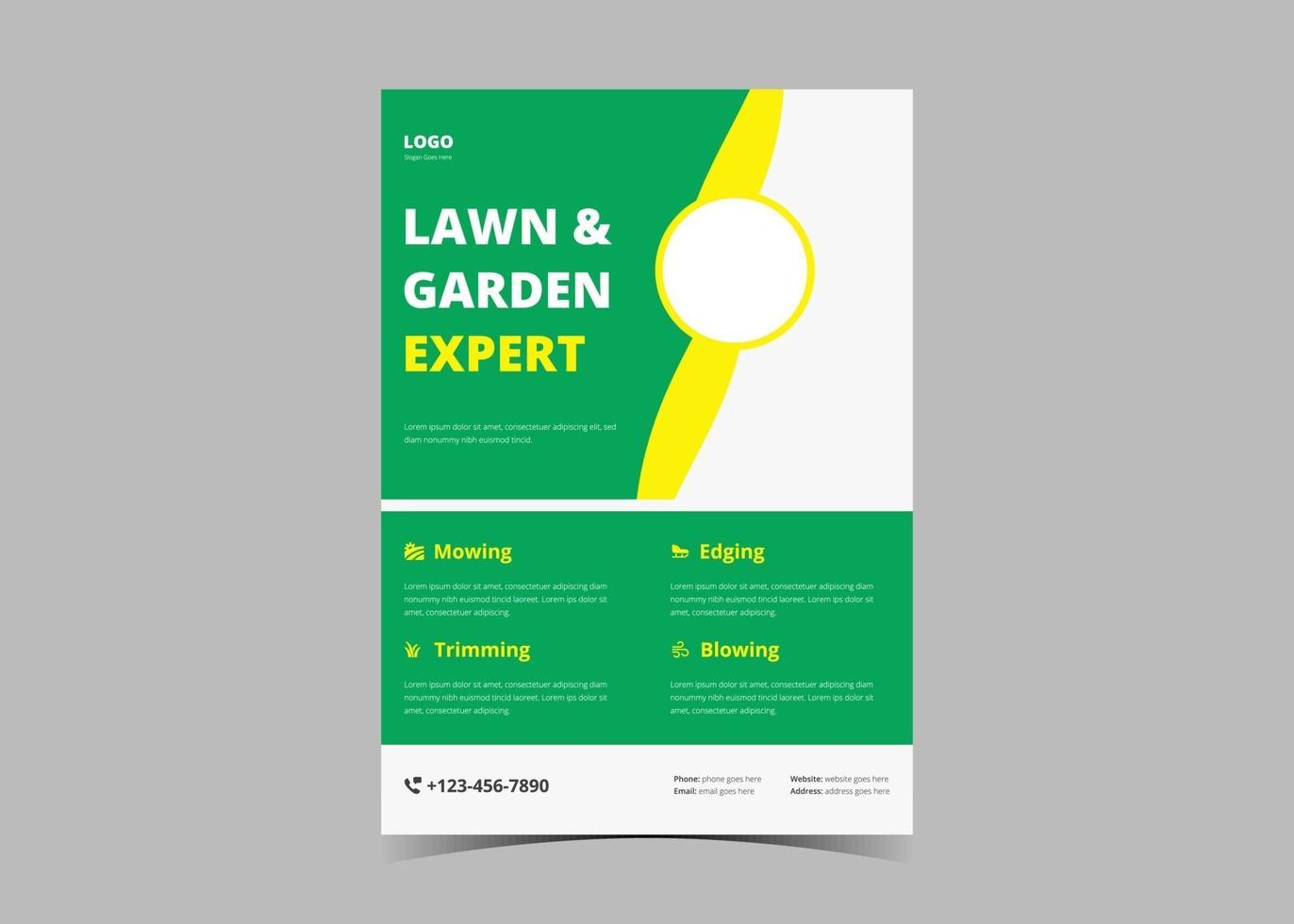 Entwurfsvorlage für Rasen- und Gartenservice-Flyer vektor