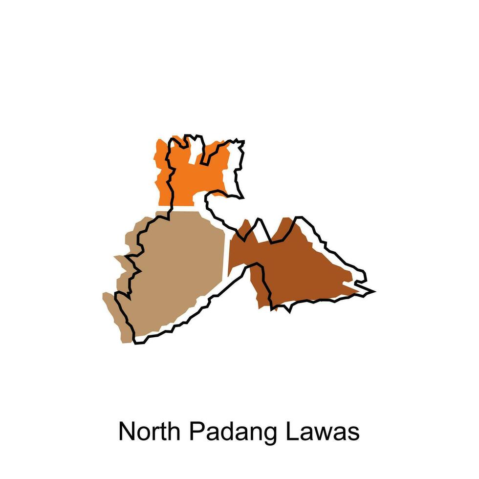 Karte Stadt von Norden Padang Lawas hoch detailliert Illustration Design, Welt Karte Land Vektor Illustration Vorlage