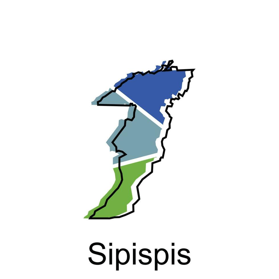Karte Stadt von Sipispis, Karte Provinz von Norden Sumatra Illustration Design, Welt Karte International Vektor Vorlage mit Gliederung Grafik skizzieren Stil isoliert auf Weiß Hintergrund