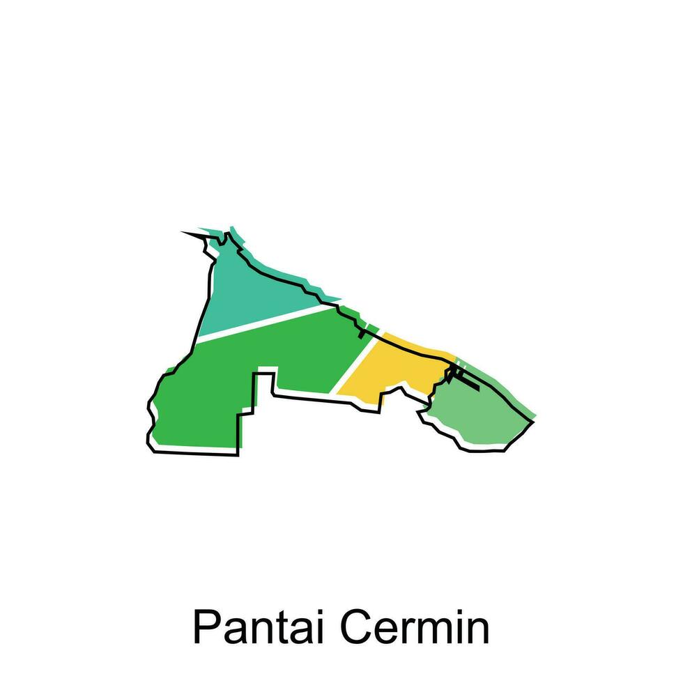 Karte Stadt von pantai Cermin, Karte Provinz von Norden Sumatra Illustration Design, Welt Karte International Vektor Vorlage mit Gliederung Grafik skizzieren Stil isoliert auf Weiß Hintergrund