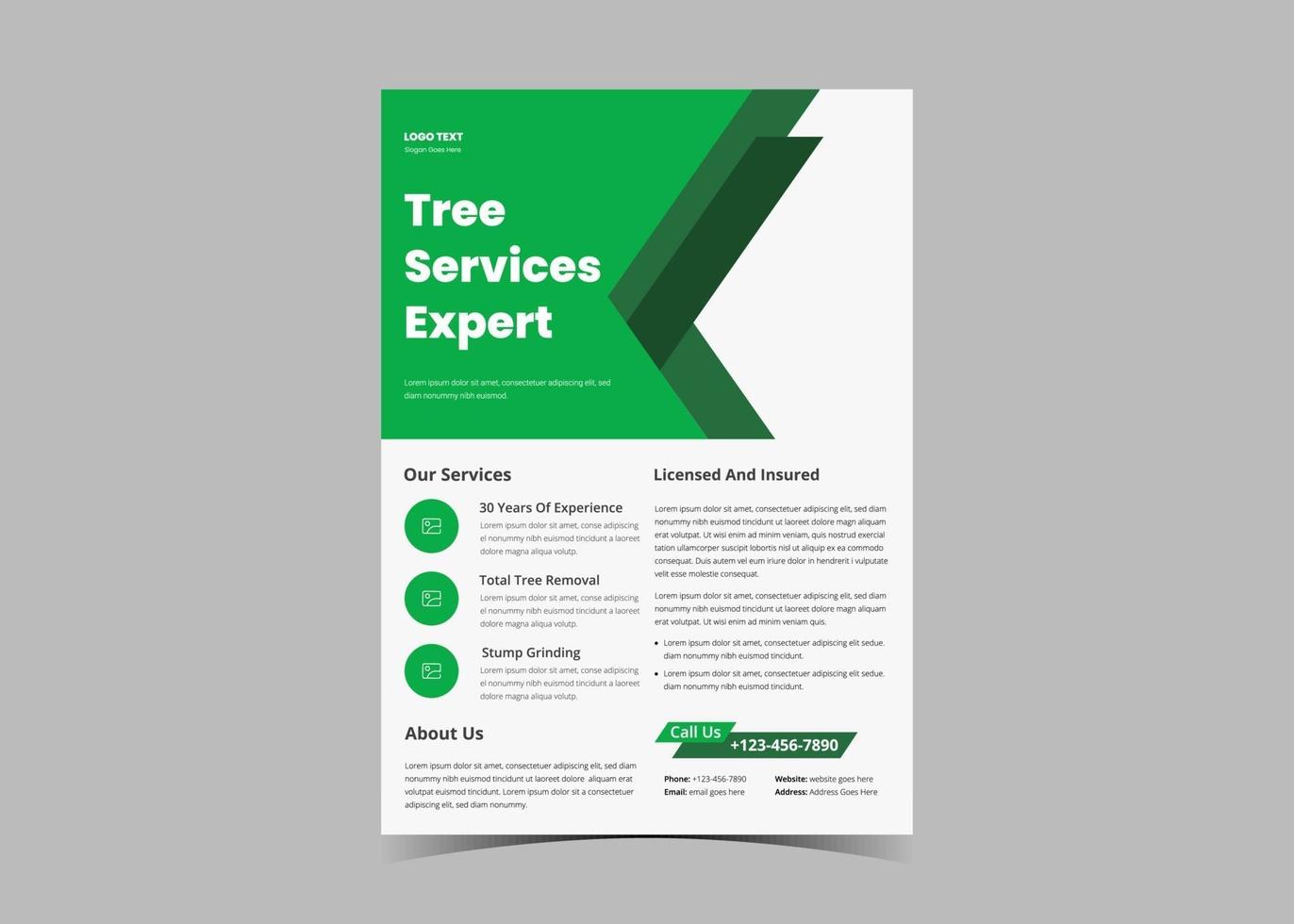 träd service flygblad designmall vektor