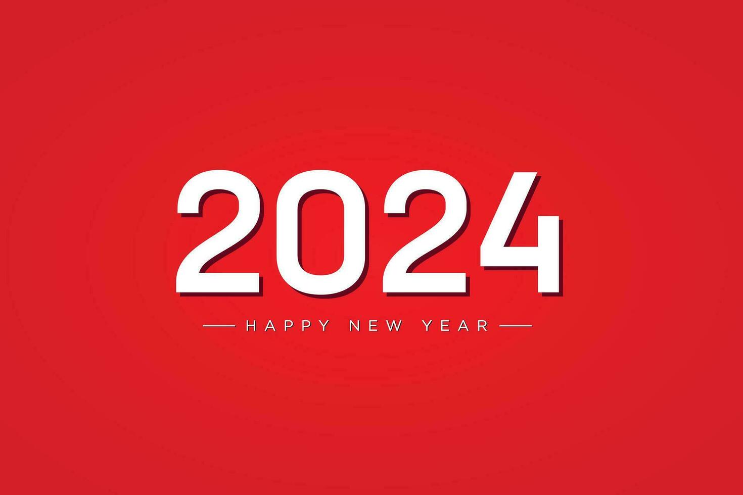 elegant 2024 Lycklig ny år i röd och vit bakgrund. vektor