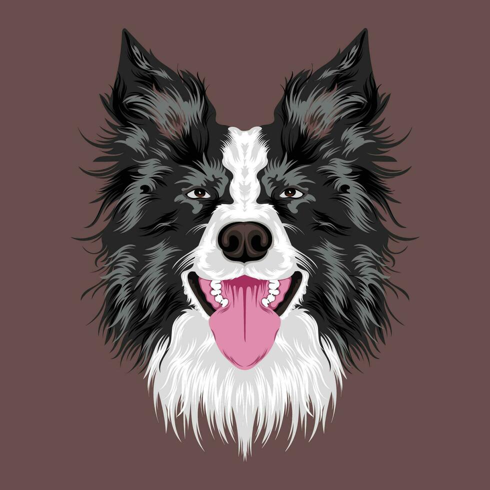 gräns collie hund ansikte illustration vektor