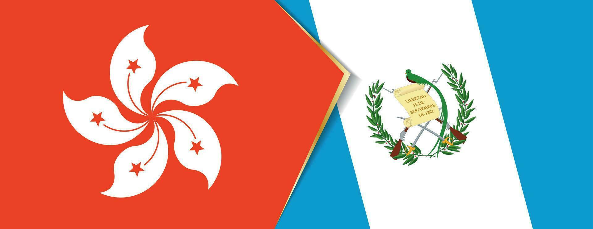 hong kong och guatemala flaggor, två vektor flaggor.