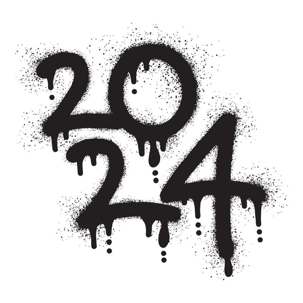 Nummer 2024 zum glücklich Neu Jahr mit schwarz sprühen Farbe vektor