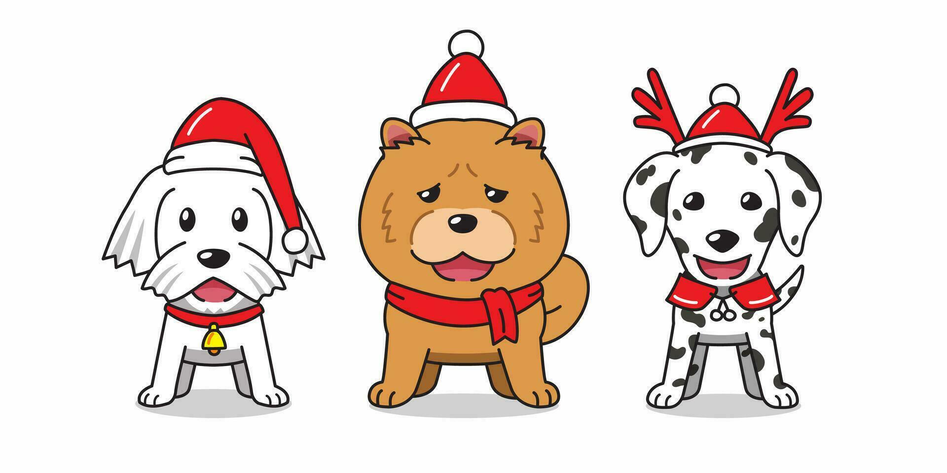 Karikatur Charakter süß Hunde Weihnachten Kostüme vektor