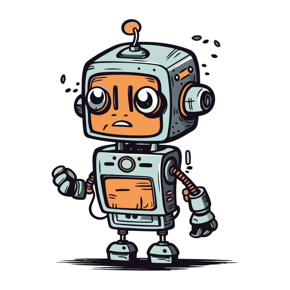 tecknad serie robot. vektor illustration av en tecknad serie robot med känslor.