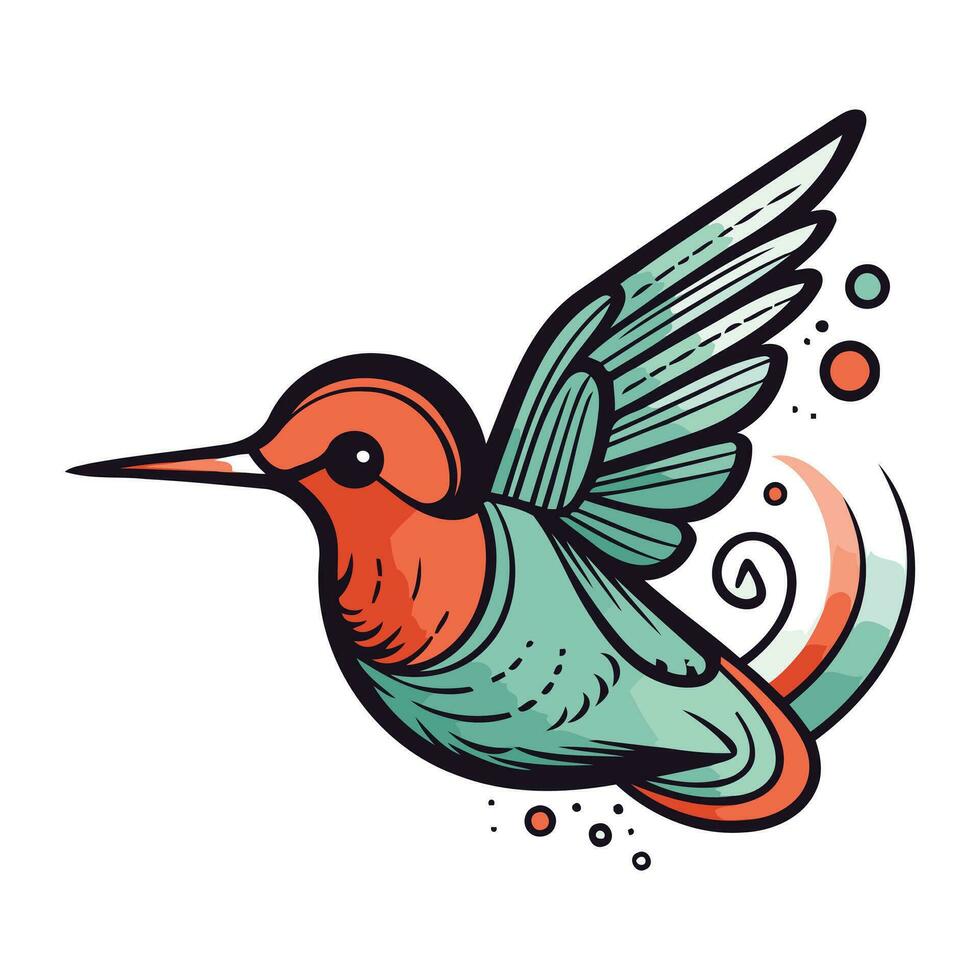 Kolibri fliegend im das Blau Himmel. Vektor Illustration zum Ihre Design