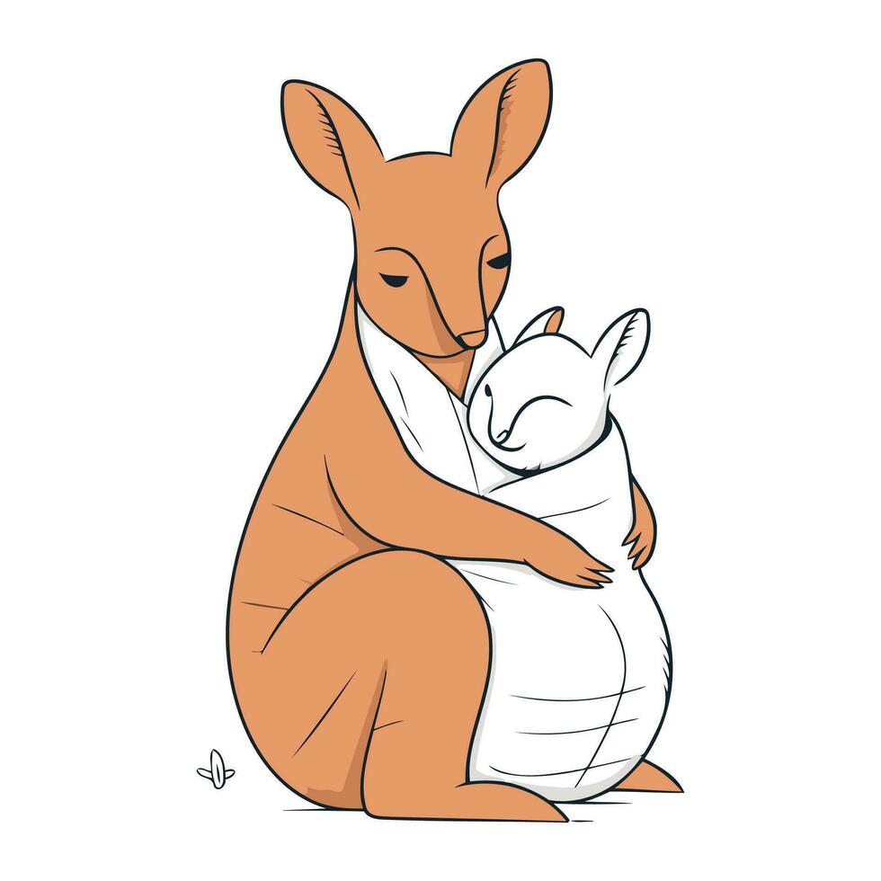 känguru och bebis. vektor illustration av en känguru och bebis.