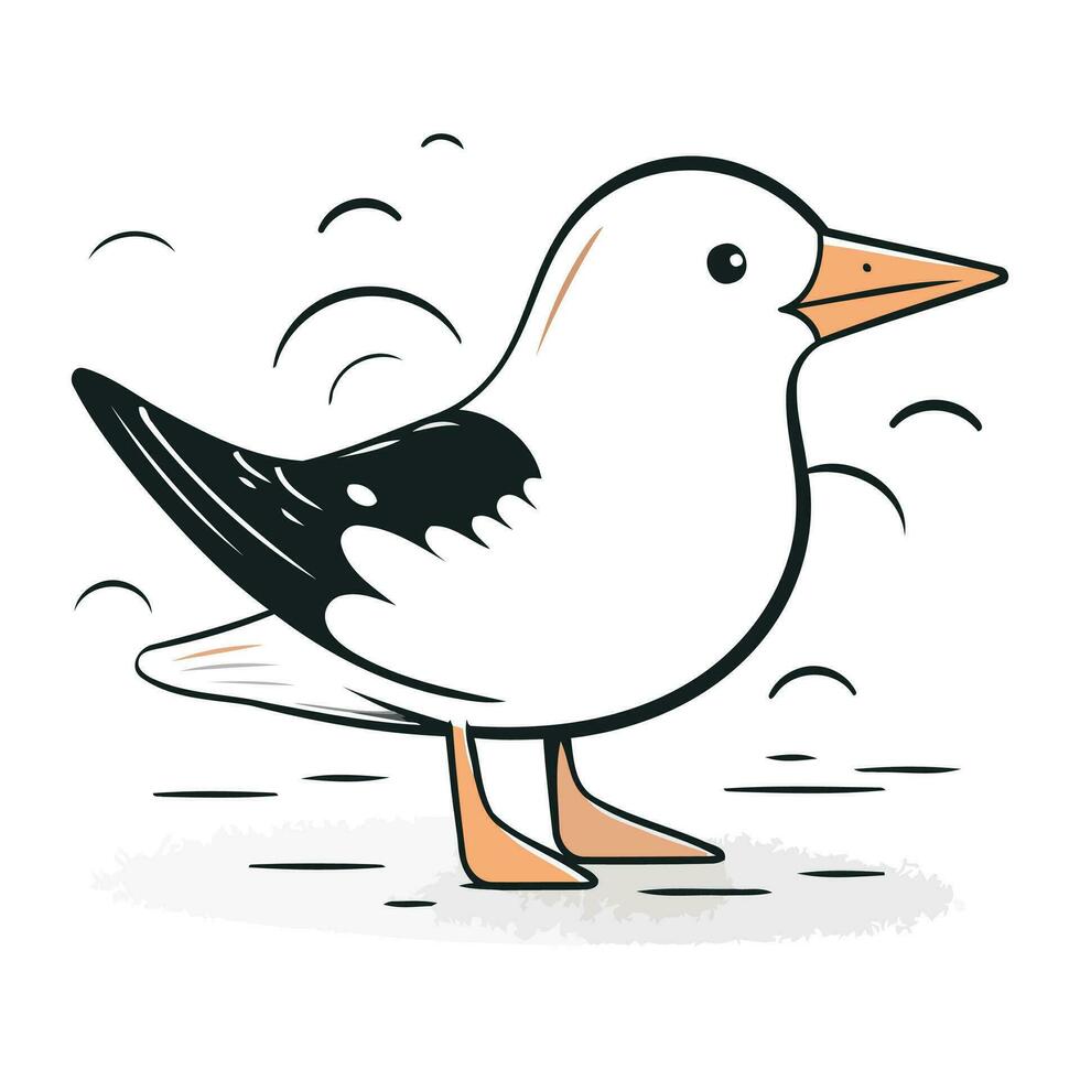 Möwe. Vektor Illustration von ein Vogel auf ein Weiß Hintergrund.