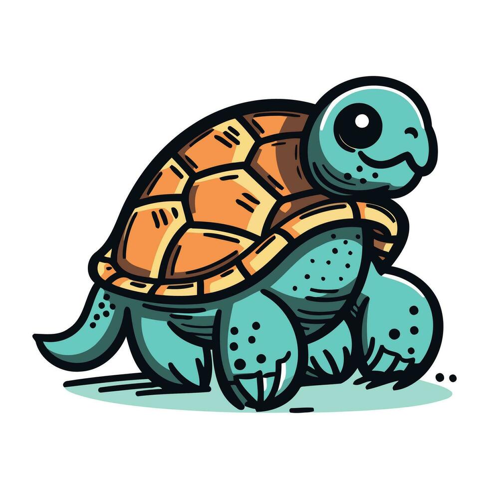 süß Karikatur Schildkröte isoliert auf Weiß Hintergrund. Hand gezeichnet Vektor Illustration.