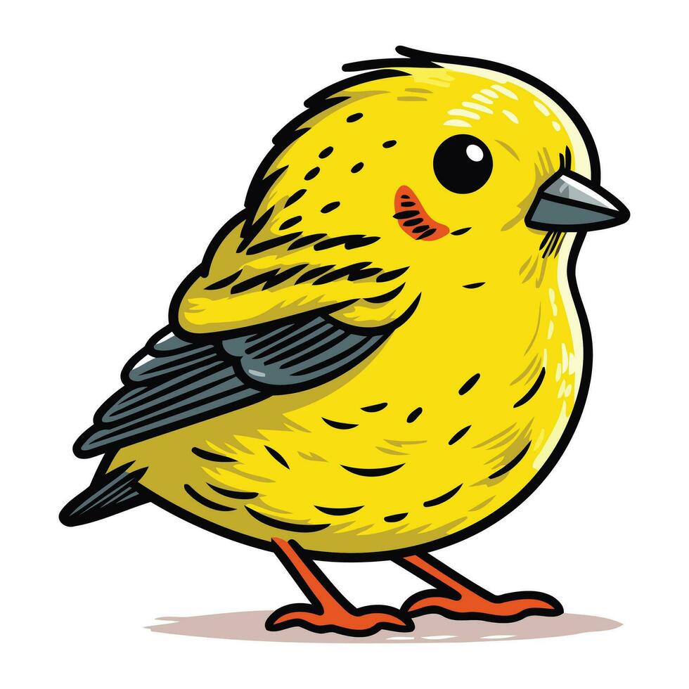 süß wenig Gelb Vogel isoliert auf Weiß Hintergrund. Vektor Illustration.