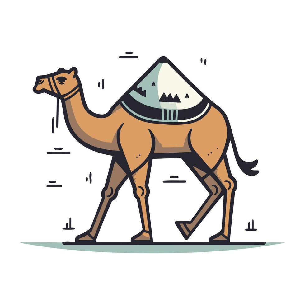Kamel Vektor Illustration im eben Stil. süß Karikatur Kamel.