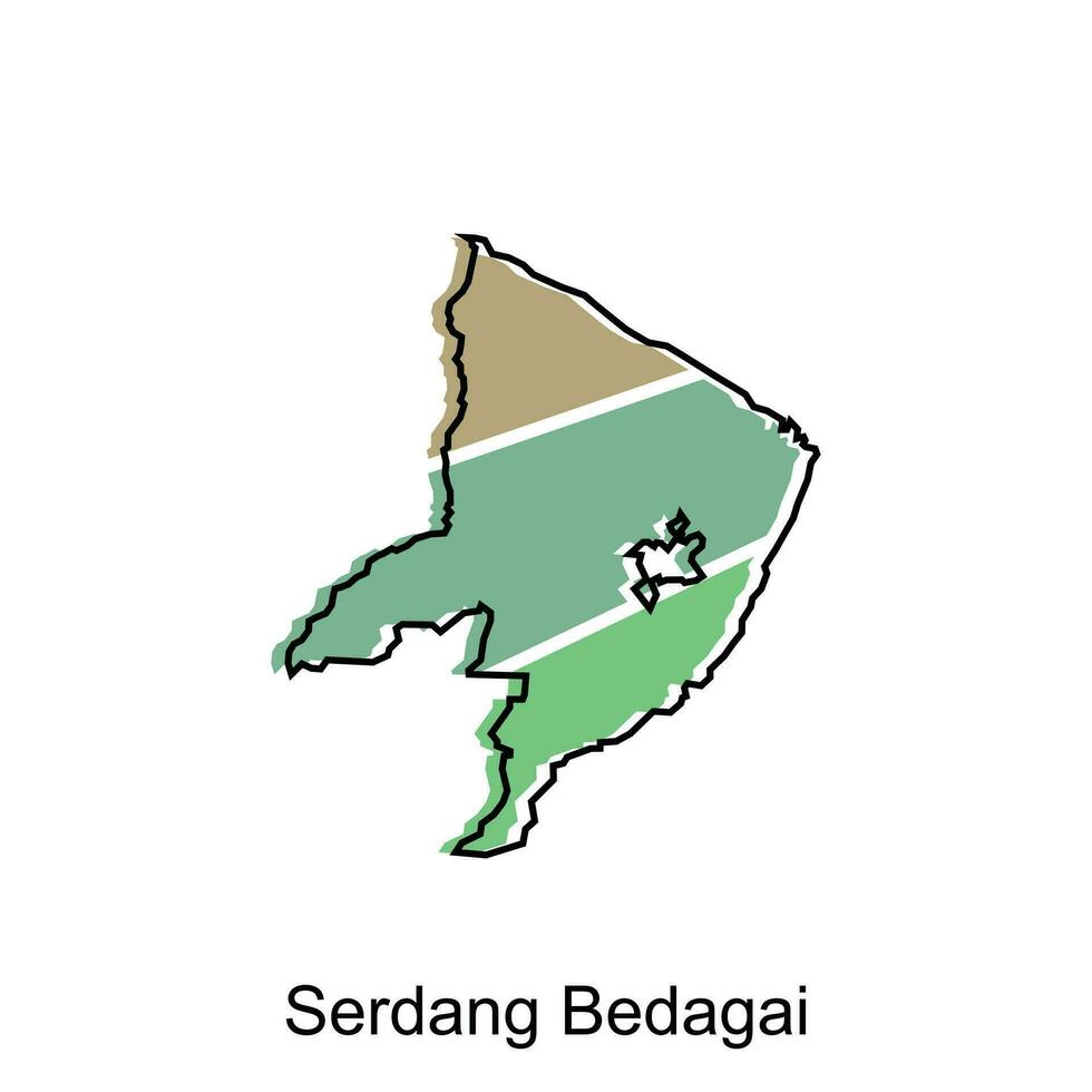 Karte Stadt von serdang bedagai hoch detailliert Illustration Design, Welt Karte Land Vektor Illustration Vorlage