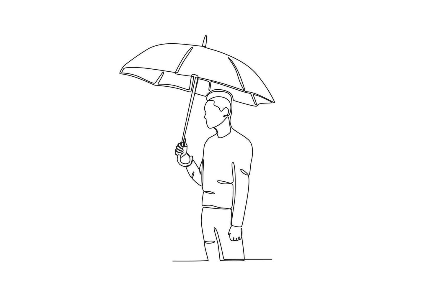 ein Mann tragen ein Regenschirm vermeidet das Sonne vektor