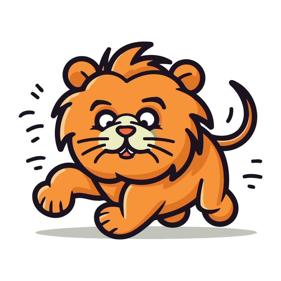 Löwe Laufen Karikatur Charakter Vektor Illustration. süß Tier Charakter