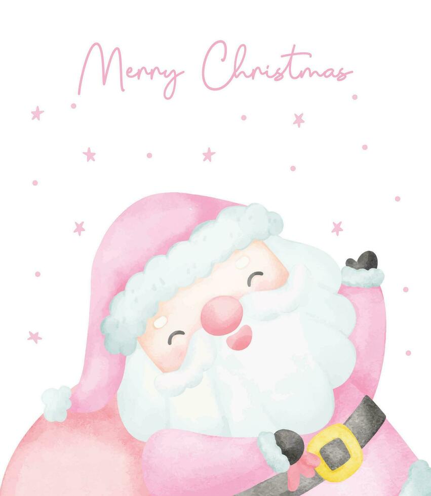 süß Rosa Weihnachten Santa claus mit Sack Aquarell Karikatur Charakter Hand Gemälde vektor