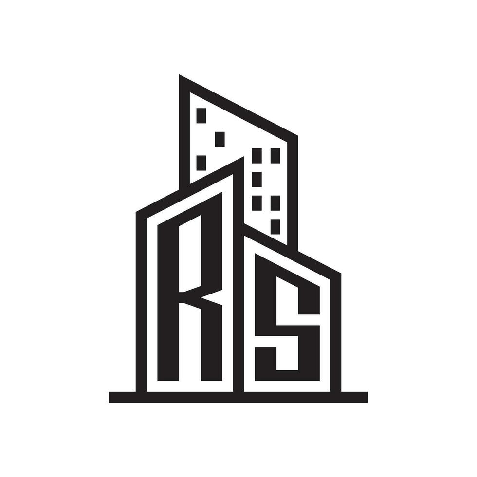rs verklig egendom logotyp med byggnad stil , verklig egendom logotyp stock vektor