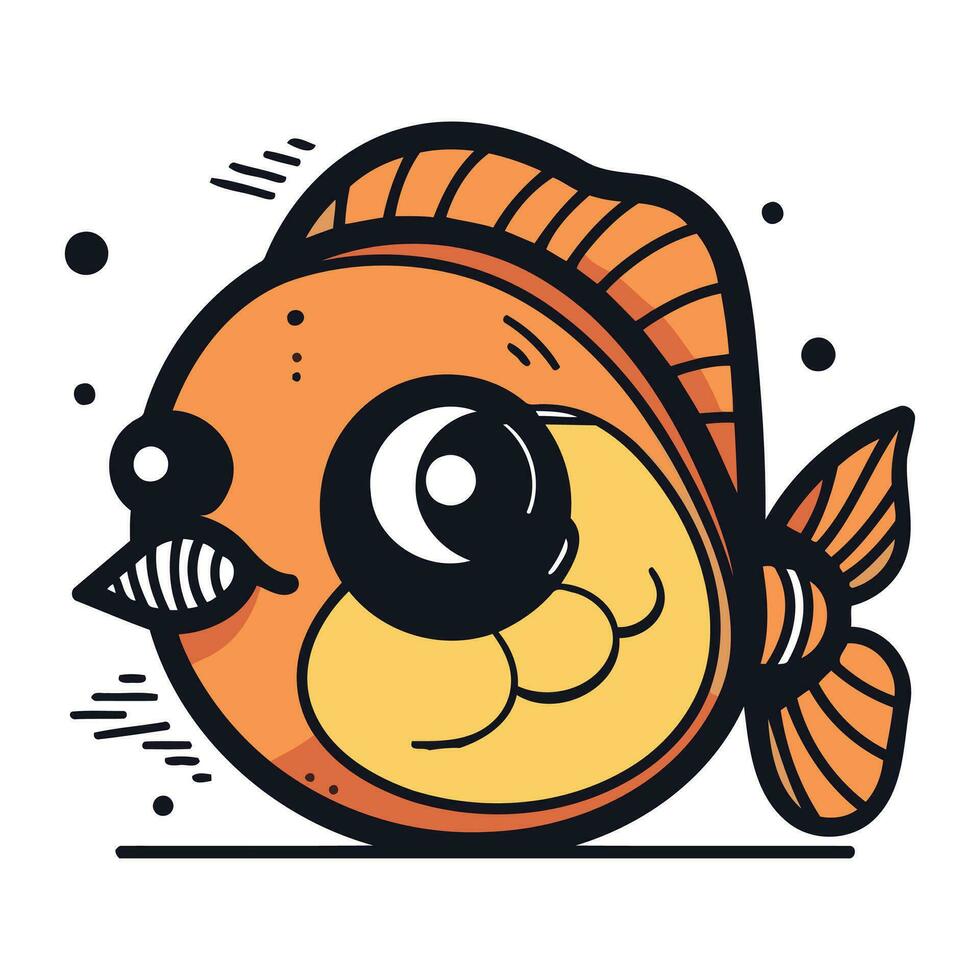 süß Karikatur Fisch mit groß Augen. Vektor Illustration isoliert auf Weiß Hintergrund.