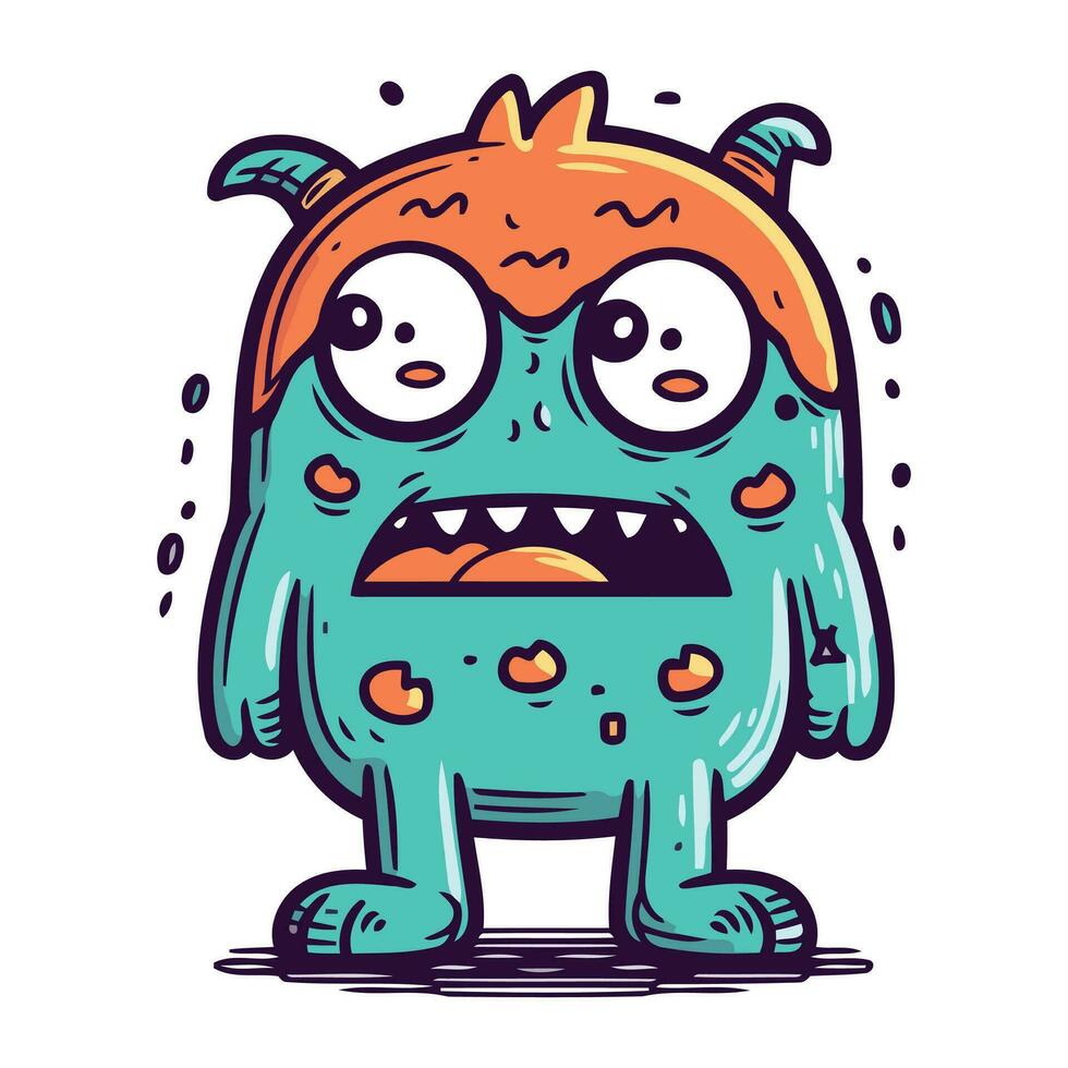 komisch Karikatur Monster. Vektor Illustration von ein Monster- mit Emotionen.