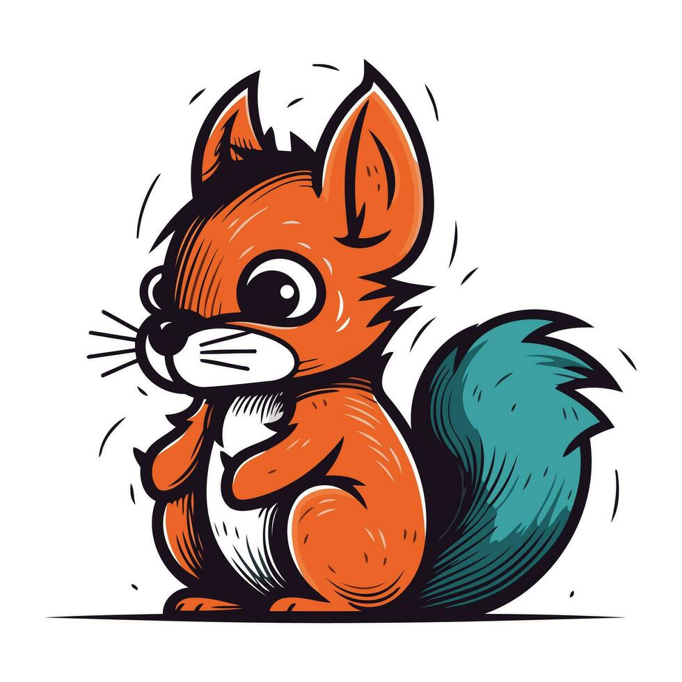Vektor Illustration von ein süß Eichhörnchen. isoliert auf Weiß Hintergrund.