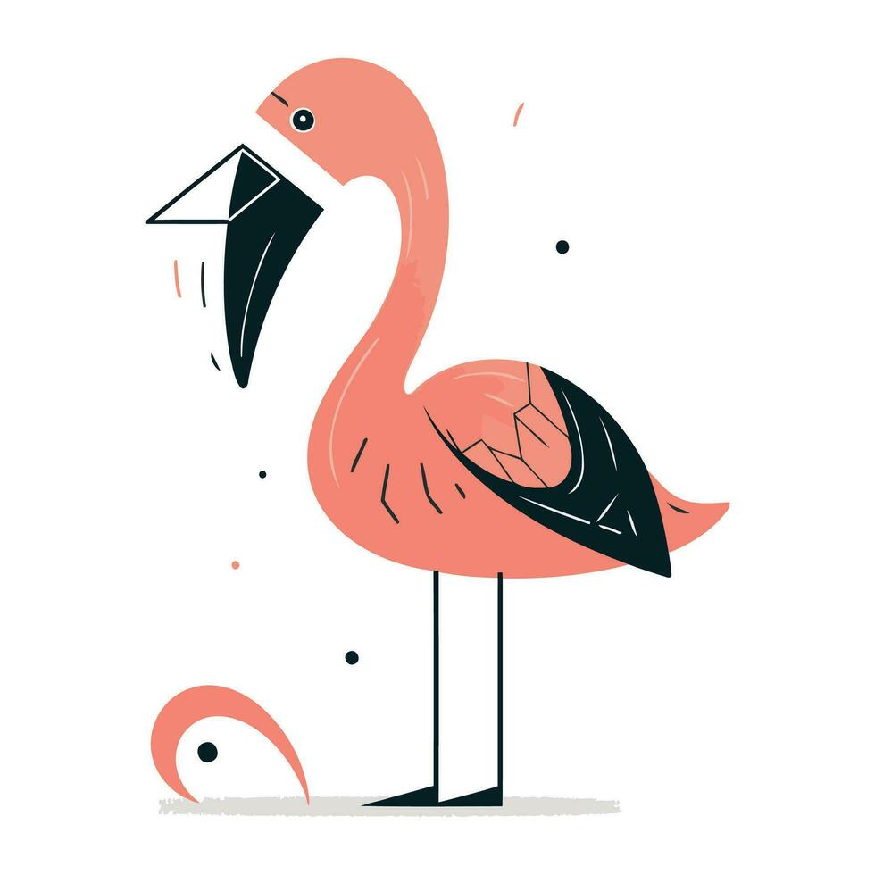 Flamingo Vogel Vektor Illustration. süß Flamingo Charakter.