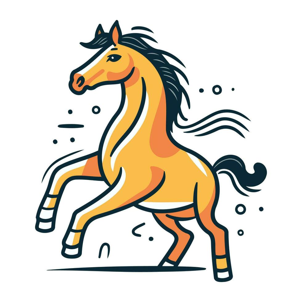 Laufen Pferd. Vektor Illustration. isoliert auf ein Weiß Hintergrund.