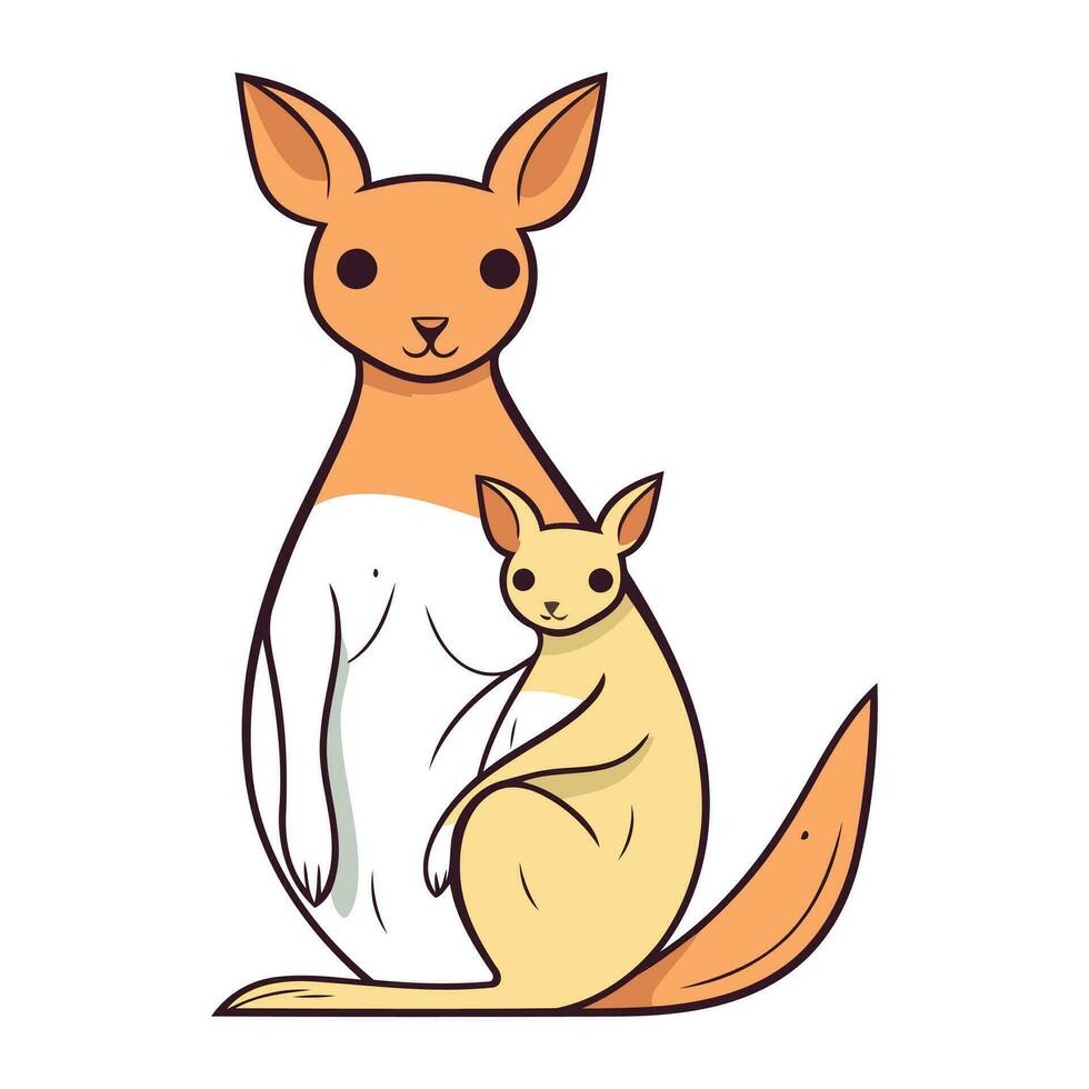 känguru och bebis känguru. vektor illustration i tecknad serie stil.