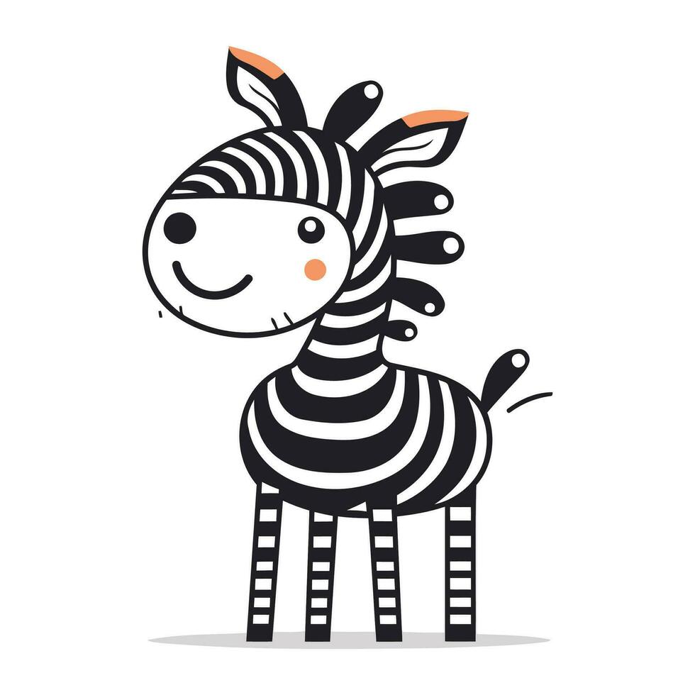 zebra tecknad serie karaktär. vektor illustration. söt tecknad serie djur.