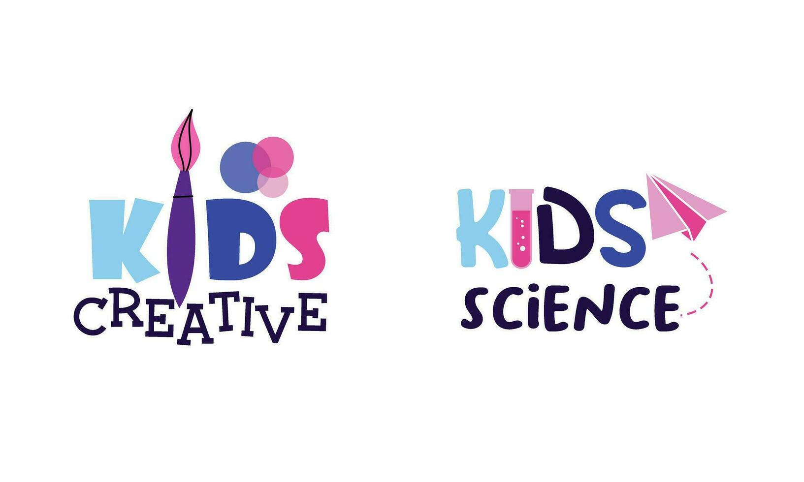 Kinder kreativ und Wissenschaft Klasse Vorlage Werbung Logo vektor