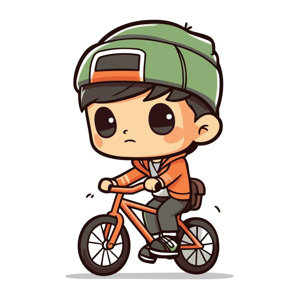 pojke ridning cykel söt tecknad serie vektor illustration