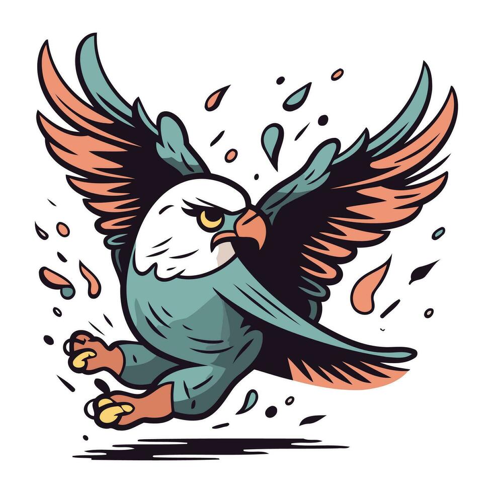 Vektor Illustration von ein Adler fliegend im das Luft. Karikatur Stil.