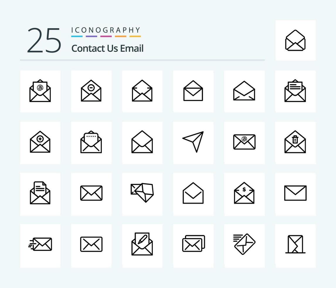 Email 25 Linie Symbol Pack einschließlich Kommunikation. hinzufügen. Post. Text. Mail vektor