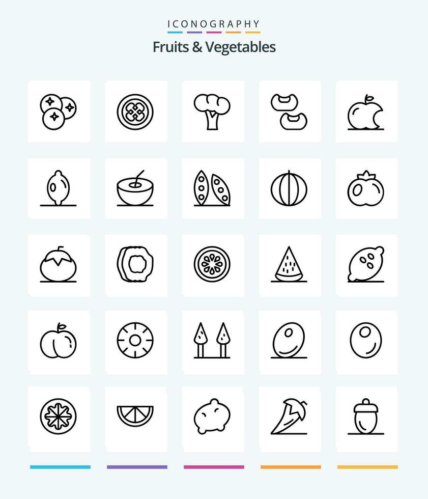 kreativ frukt grönsaker 25 översikt ikon packa sådan som frukt. mat. frukt. böna. organisk vektor
