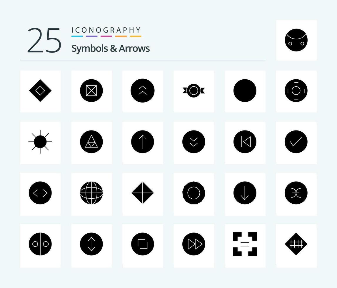 Symbole Pfeile 25 solide Glyphe Symbol Pack einschließlich unterzeichnen. runden. Kreis. Kreis. Logo vektor