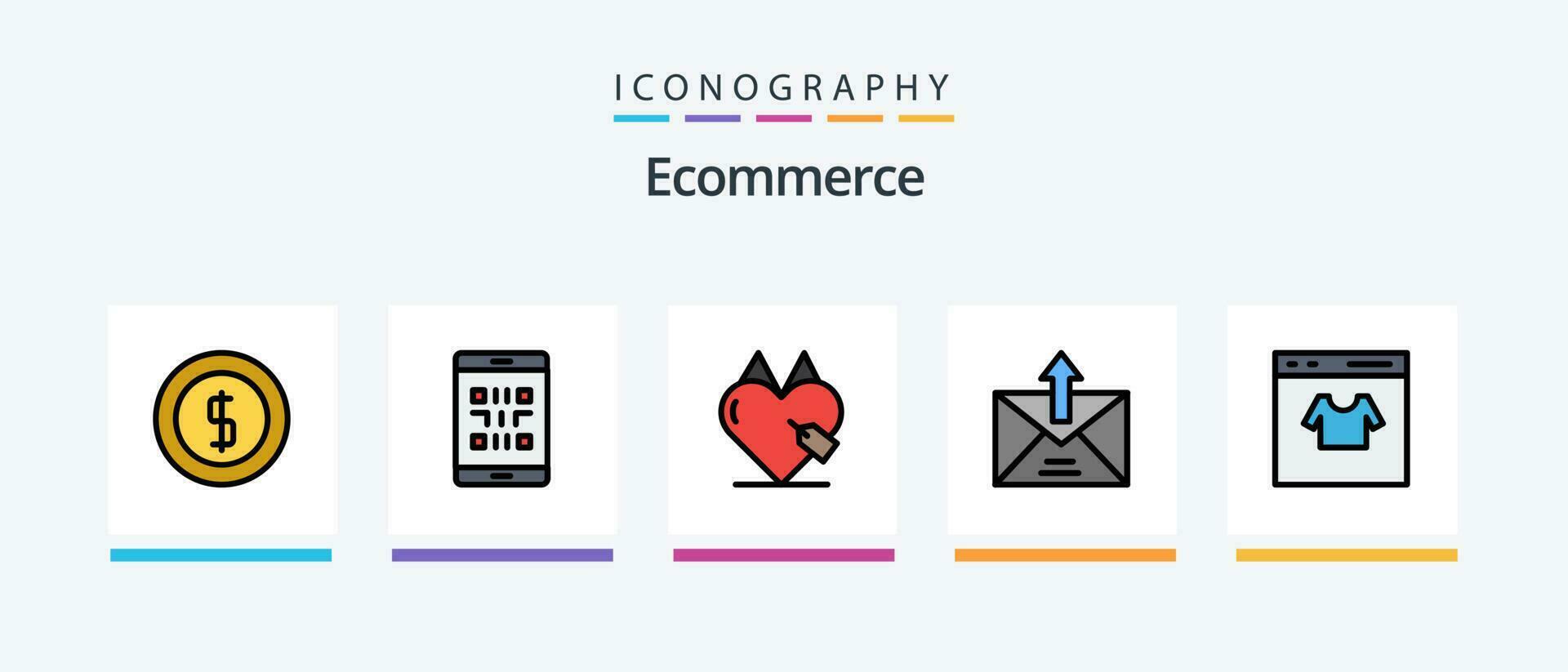 E-Commerce Linie gefüllt 5 Symbol Pack einschließlich . Einstellung. e. kreativ Symbole Design vektor