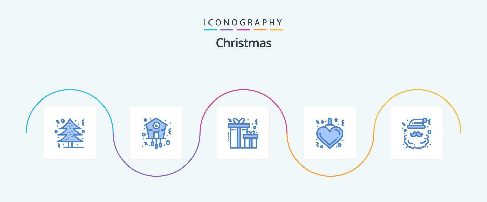 jul blå 5 ikon packa Inklusive tomten. jul. tid. jul. jul vektor