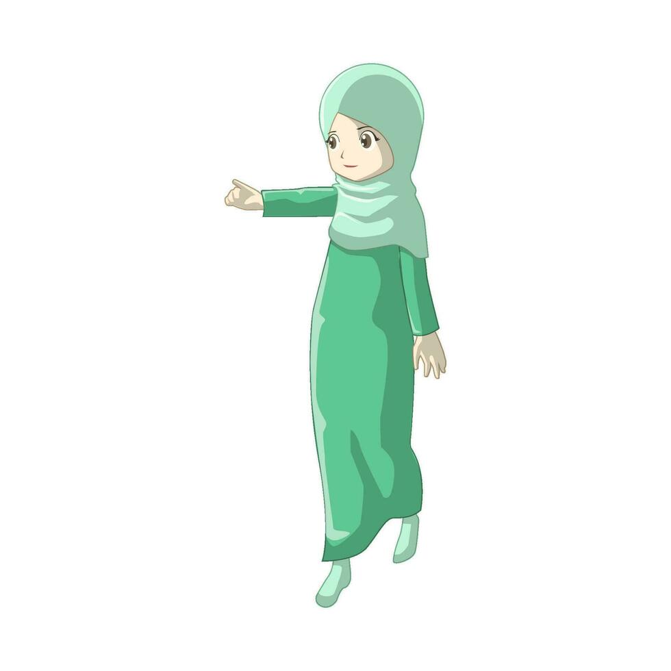 ein Frau tragen Muslim Kleider im Anime Stil vektor