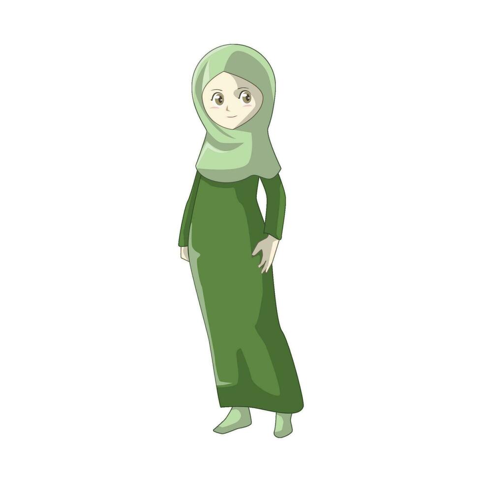 ein Frau tragen Muslim Kleider im Anime Stil vektor