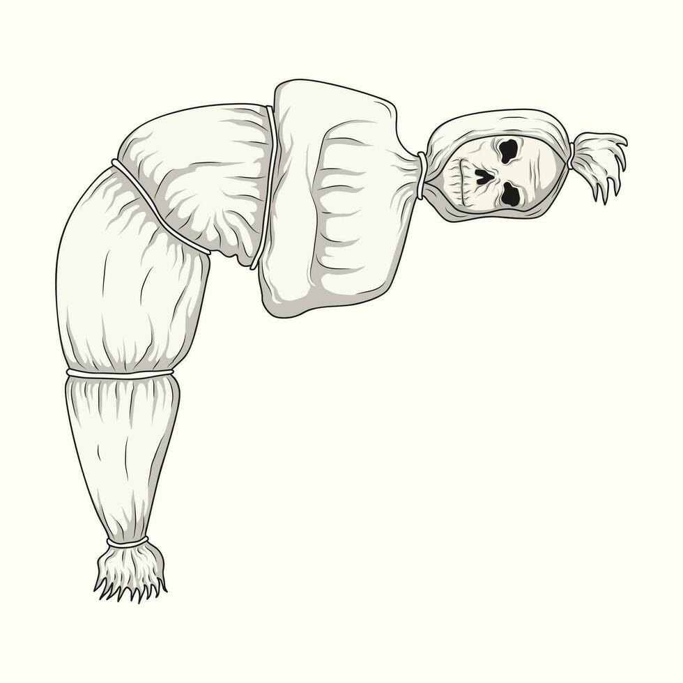 död- man med skalle huvud indonesiska spöke tecknad serie karaktär vektor